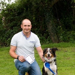 A rosette winner with owner at the 2014 Novelty Dog Show. Photo: JLC Photography Ltd.